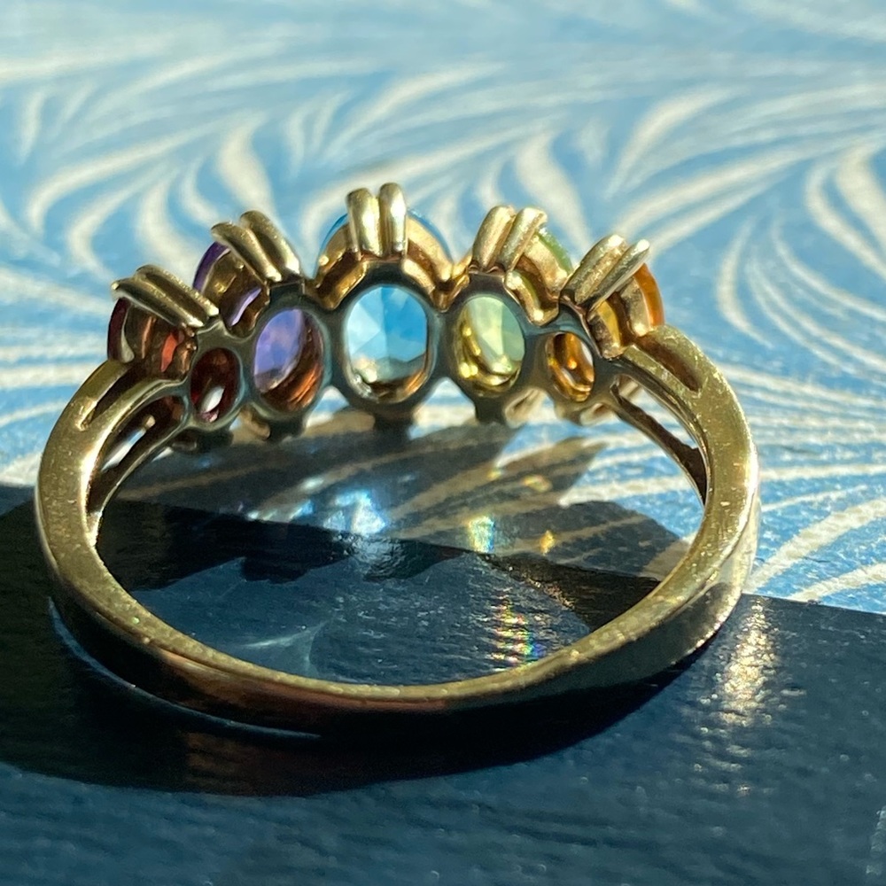 Multicolor Gemstone Gold Ring - Picture 4 of 12